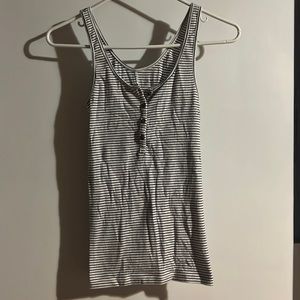 Old Navy white and blue striped fitted tank top